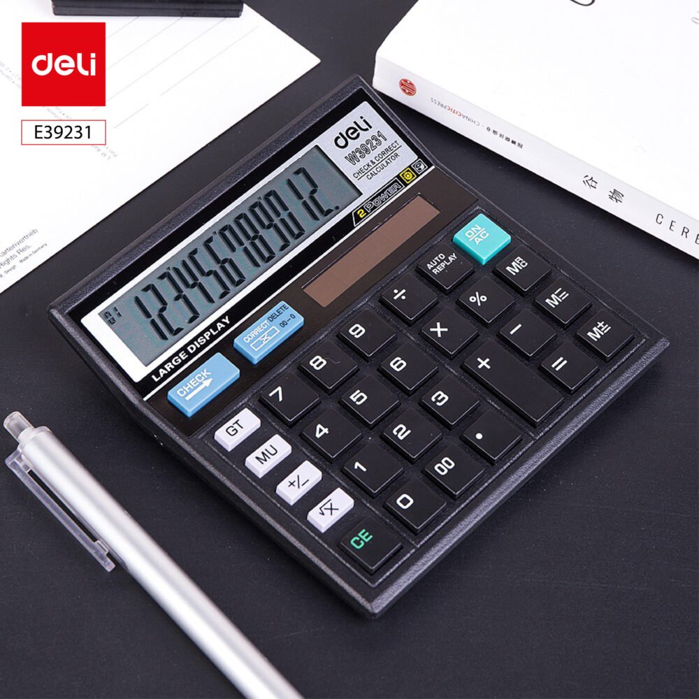 ديلي ألة حاسبة مكتبية - مصدرين طاقة - بدن بلاستيك - 12 خانة - أسود E39231